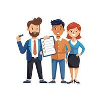 Standing Diverse Team Member Holding Document vector