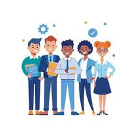 Team Member Holding Document for Presentation vector