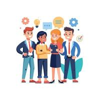 Diverse Team with Member Holding Brief vector