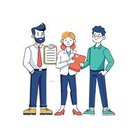 Team Member Holding Document with Team in Support vector