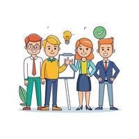 One Team Member Holding Document during Discussion vector