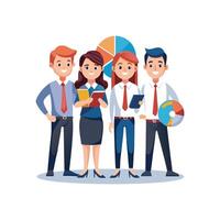 business people with business charts and graphs vector
