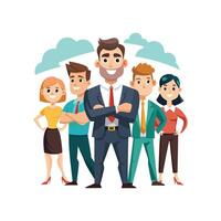 Expert Team Standing with Their Respected Leader vector