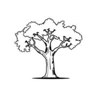 Stylized Outline of Sycamore Tree Design vector