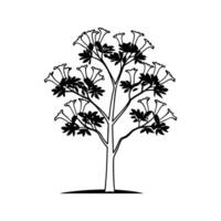 Stylized Outline of Angels Trumpet Tree vector