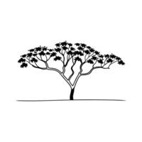 Stylized Outline of Blue Jacaranda Tree vector