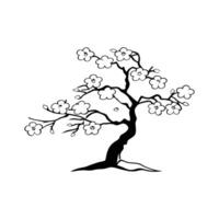 Outline Design of Cherry Blossom Tree vector