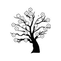 Stylized Outline of Cherry Blossom Tree vector