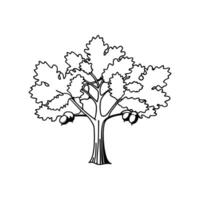Chinkapin Oak Tree Styled Outline Design vector
