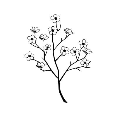 Dogwood Tree Bold Outline Unique Design