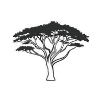 False Acacia Tree Bold Outline Unique Design vector