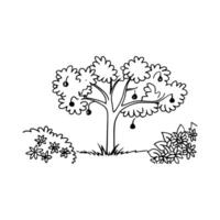 Stylish Outline of Fig Tree vector