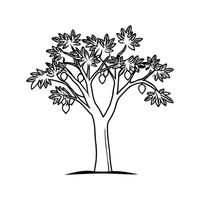 Unique Fig Tree Bold Outline Illustration vector