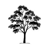 Unique Hickory Tree Bold Outline Illustration vector
