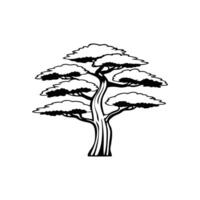 Elegant Japanese Cedar Tree Design Outline vector