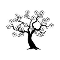 Japanese Cherry Tree Bold Outline Unique Design vector