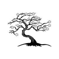 Elegant Japanese Cherry Tree Design Outline vector