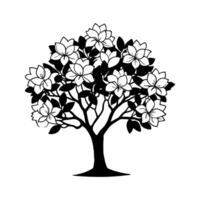 Unique Magnolia Tree Bold Outline Illustration vector