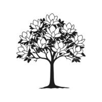 Magnolia Tree Bold Outline Art vector