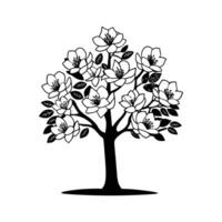 Creative Outline of Magnolia Tree Art vector