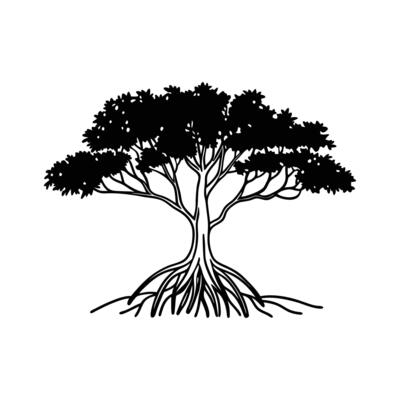 Mangrove Tree Bold Outline Illustration