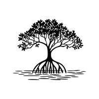 Unique Mangrove Tree Bold Outline vector