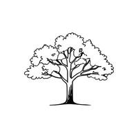 Bold Outline of Oak Tree Design vector