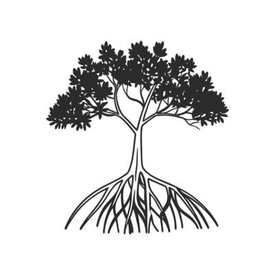 Stylized Outline of Black Mangrove Tree