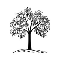Indian Breadfruit Tree Bold Outline Design. vector