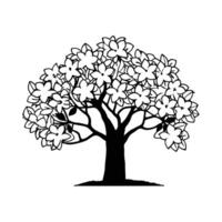 Indian Tulip Tree Bold Outline Art vector