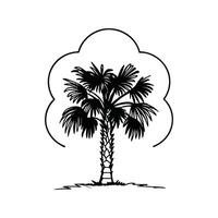 Japanese Fan Palm Tree Bold Outline Art vector