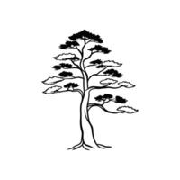 Japanese White Pine Tree Bold Outline Art vector