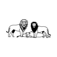 Stylized Outline of Lion Pride vector