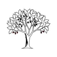 Stylized Red Mulberry Tree Design vector