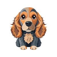 Cocker Spaniel Playing Fetch in Field vector