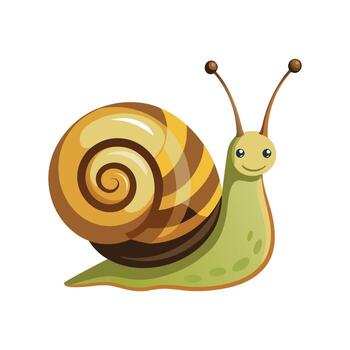 Common Snail Resting on Garden Path vector