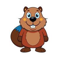 Energetic European Beaver in Action. Cartoon Art Animal Illustration vector