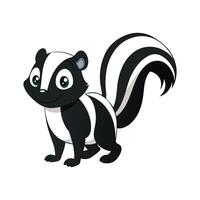 Creative Striped Skunk for Wildlife Projects. Cartoon Art Animal Illustration vector
