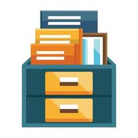 Filing Cabinet with Labeled Folders and Archive Icon vector