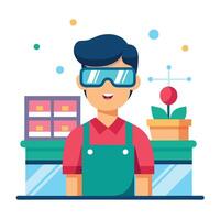Customer Using AR Glasses in Retail Store Icon vector
