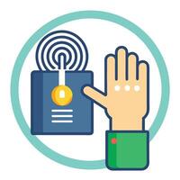 Hand Scanning over a Sensor with Biometric Data Icon vector