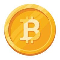 Golden Coin with the Bitcoin Logo and Cryptocurrency Icon vector