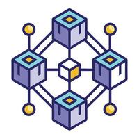 Interlocking Blocks Symbolizing Blockchain and Cryptocurrency Icon vector