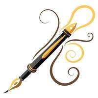 Calligraphy Pen Icon with Elegant Script and Design vector