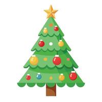 Decorated Christmas Tree Icon with Lights and Ornaments vector