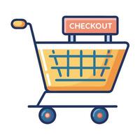 Shopping Cart Icon with a Checkout Button and E-commerce Concept vector
