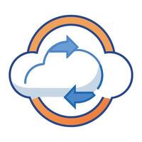 Cloud Icon with Two Rotating Arrows and Data Synchronization Concept vector