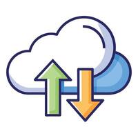Cloud Icon with an Upward and Downward Arrow and Data Storage Concept vector