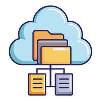 Cloud Icon with Multiple Files and Folders and Data Organization Concept vector