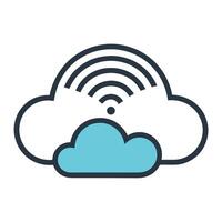 Cloud Icon with Radiating Waves and Wireless Connectivity Concept vector